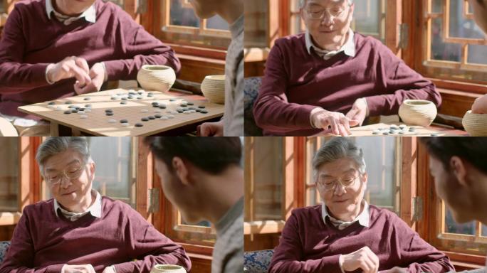 父子俩下围棋新年中国文化家