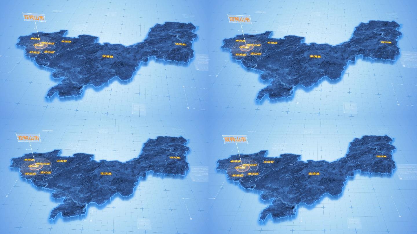 双鸭山市三维科技感地图ae模板
