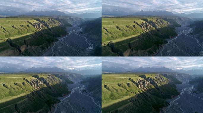 峡谷美景山川河水自然风景航拍空镜