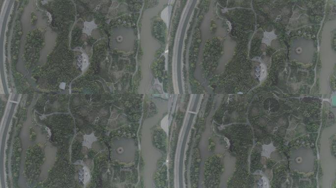 西安浐灞国家湿地公园航拍4K浐灞日出