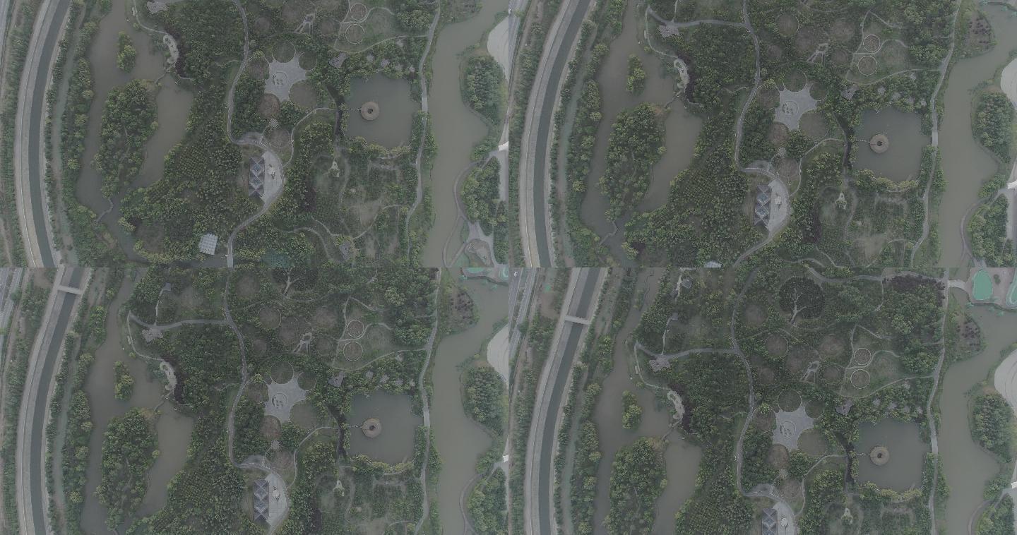 西安浐灞国家湿地公园航拍4K浐灞日出
