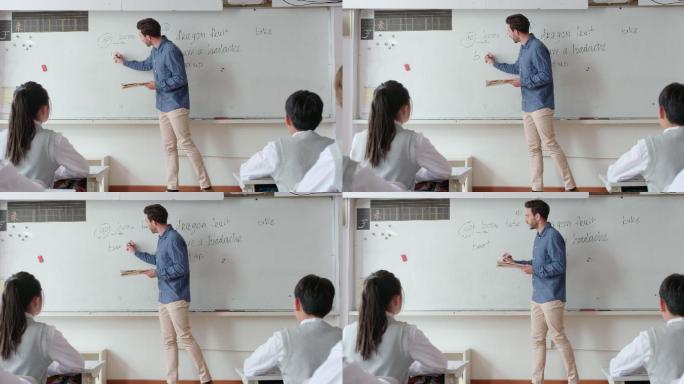 年轻外教在上课课堂教学学外语