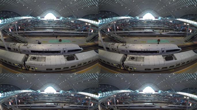 武汉站高铁站内部结构车流延时视频素材