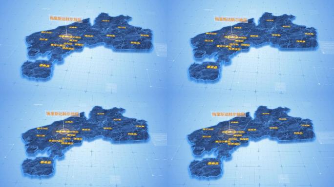 齐齐哈尔梅里斯达斡尔族区三维科技感地图