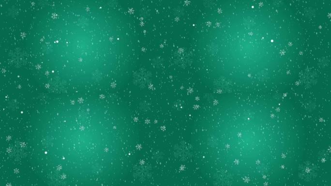 圣诞节雪花绿色背景视频