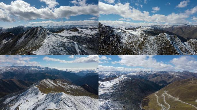 川西高原甘孜阿坝雪山群峰夹金山雪景航拍