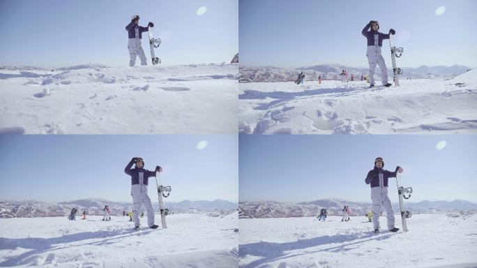 年轻男子户外滑雪