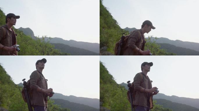 摄影师在户外拍照实拍