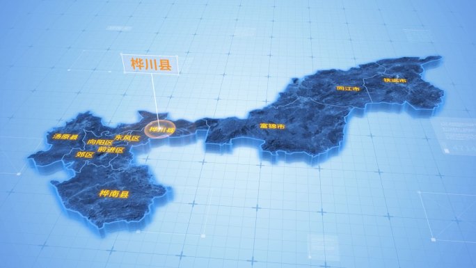 佳木斯桦川县三维科技感地图ae模板