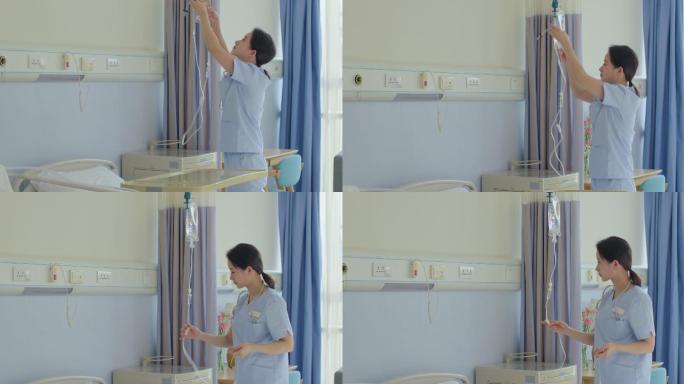 年轻的护士在病房工作