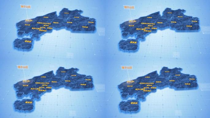 齐齐哈尔碾子山区三维科技感地图