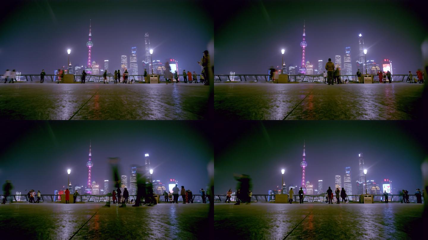 上海外滩夜晚人流 延时