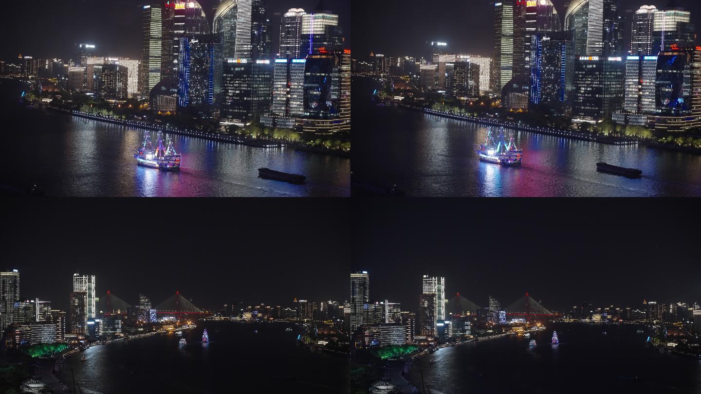 4k拍摄中国上海，繁华的陆家嘴金融区傍晚
