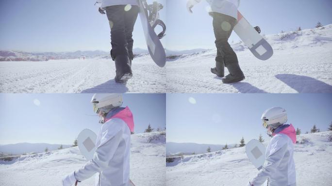 年轻女子户外滑雪放松冒险滑雪场