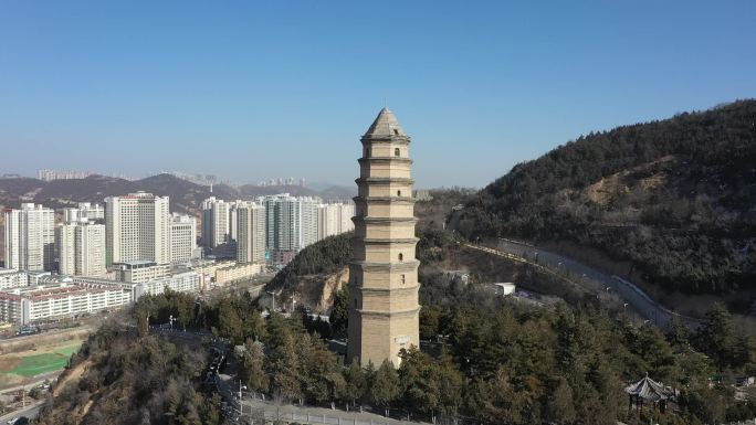 延安 红色 航拍 街景  纪录片 宝塔山