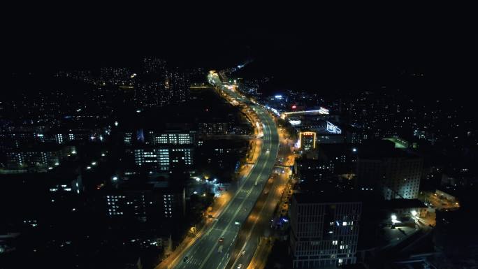 济南城市夜景高架桥车流