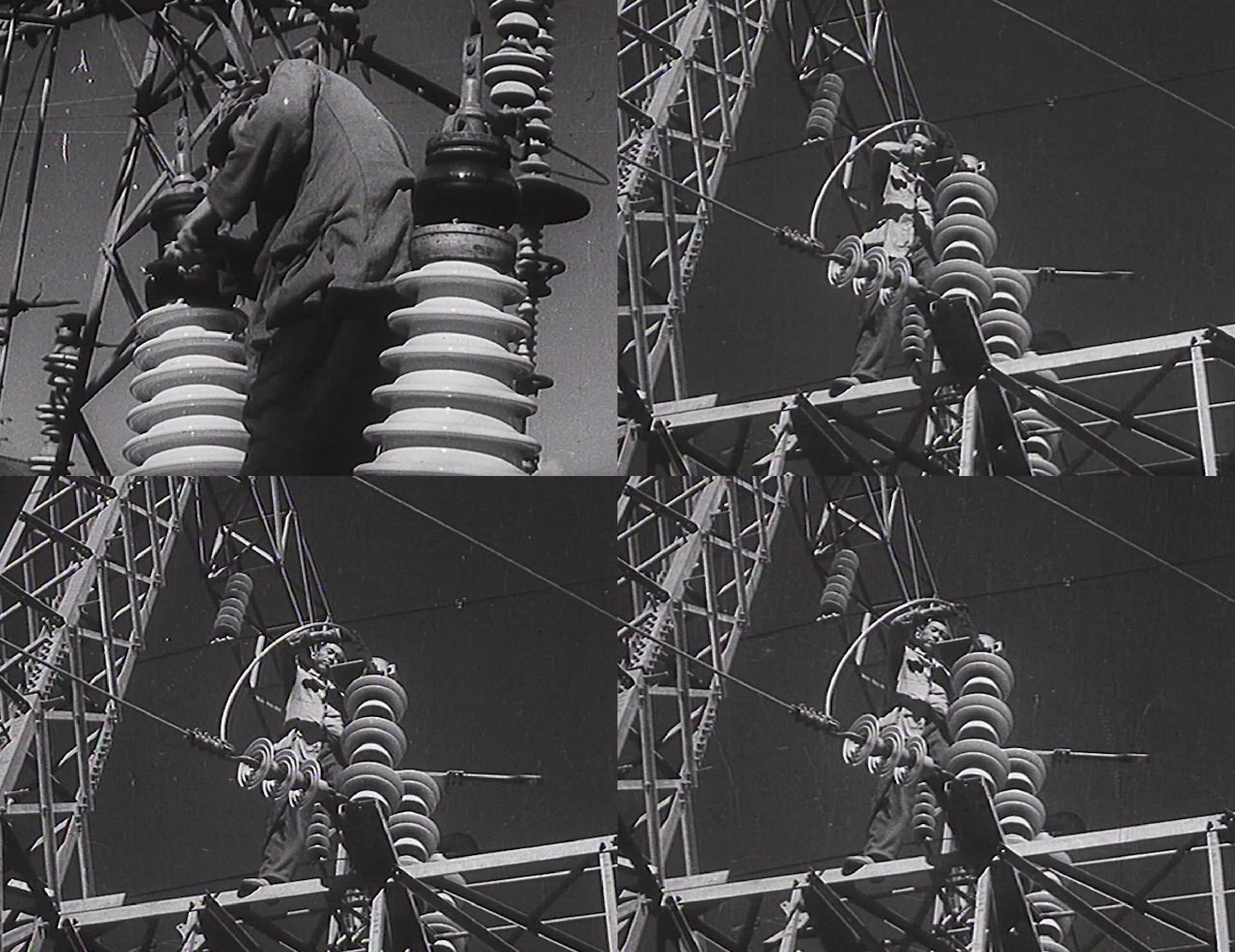 电工维修高压线维修工人50年代60年代
