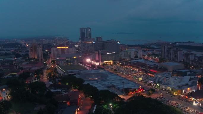 航拍 马来西亚 马六甲州 城市夜景