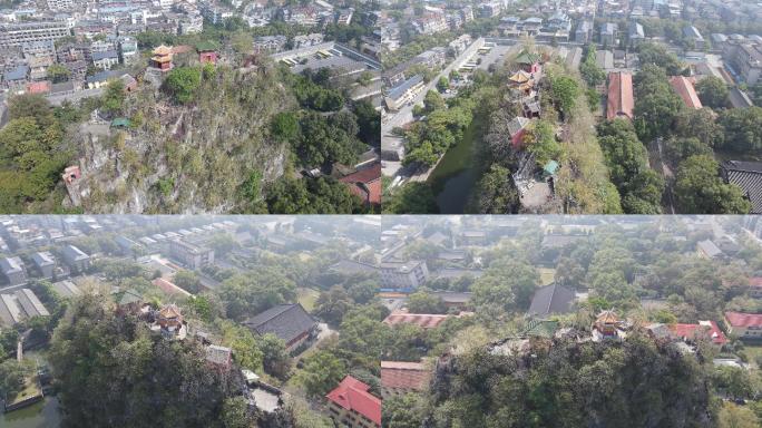 航拍广西桂林独秀峰王城景区