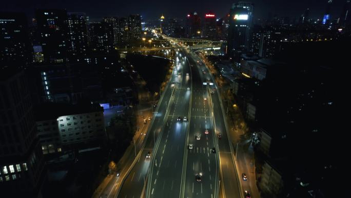 济南城市夜景高架桥车流