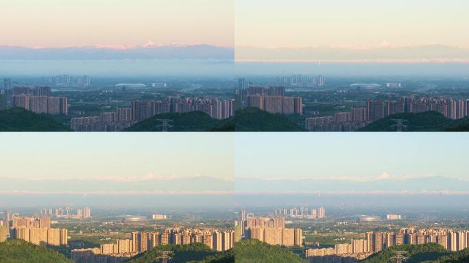 成都大运会场馆城市雪山延时摄影4k