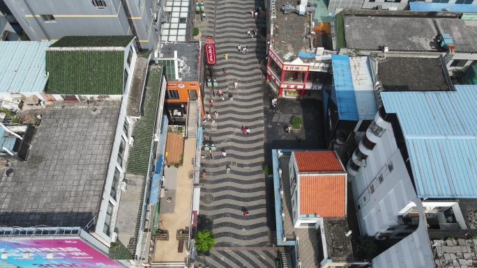 航拍广西桂林商业步行街