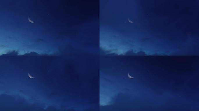 夜空月亮云雾缭绕30秒动态视频