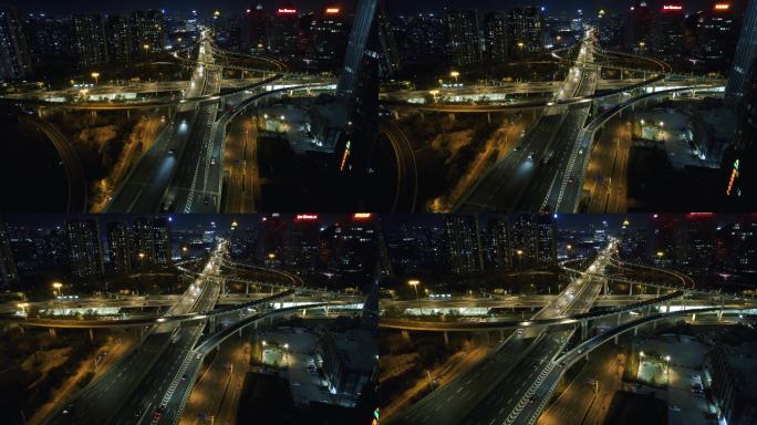 济南城市夜景高架桥车流