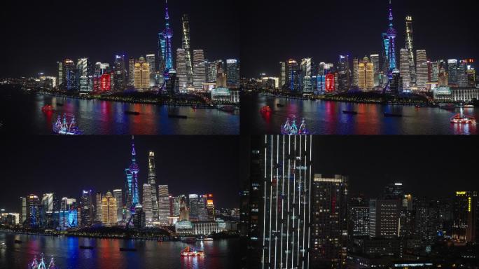 4k拍摄中国上海，繁华的陆家嘴金融区傍晚