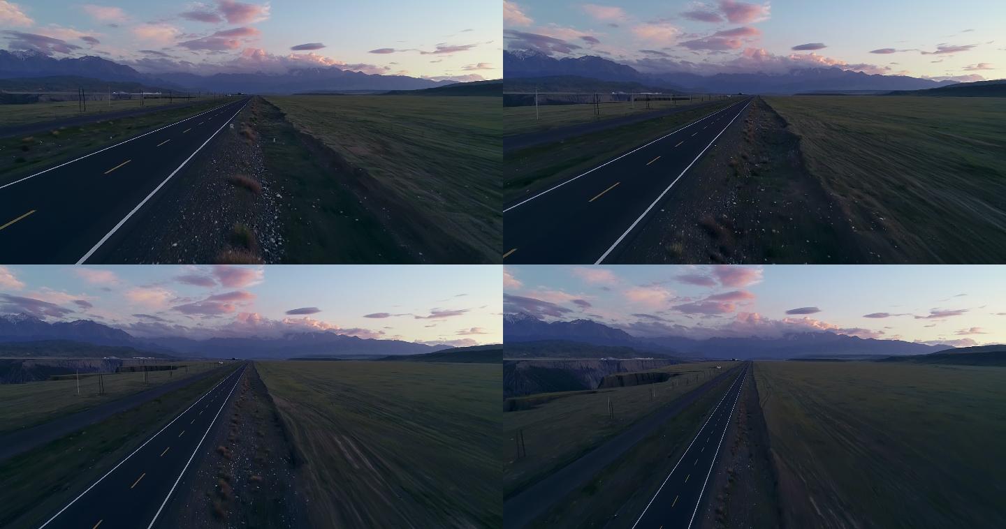 草原公路唯美公路航拍大景鸟瞰西藏公路