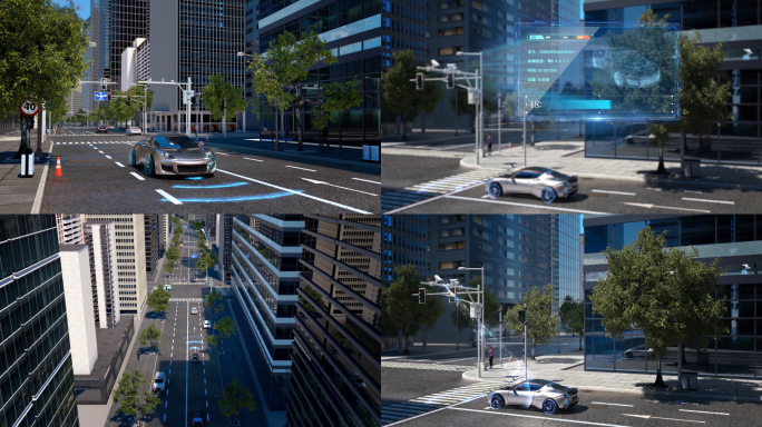 4K科技无人驾驶车辆信息扫描监控AE模板