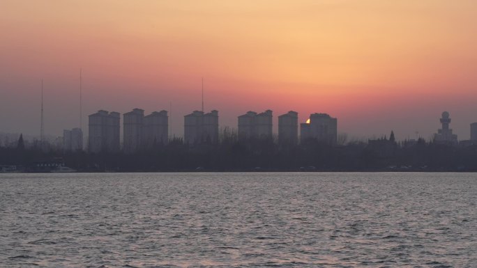 襄阳鱼梁洲夕阳落日