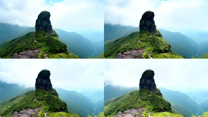 梵净山延时风景贵州梵净山景区岩石陡峭盘山