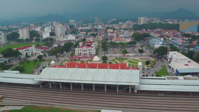 航拍马来西亚的火车站 地铁站