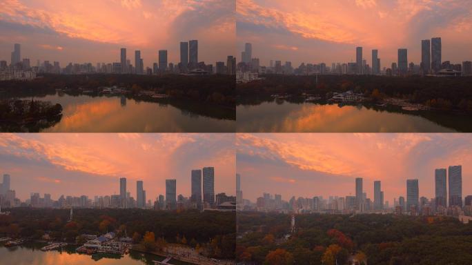 城市夕阳天空之镜