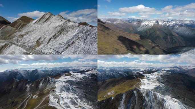 川西高原甘孜阿坝雪山群峰夹金山雪景航拍