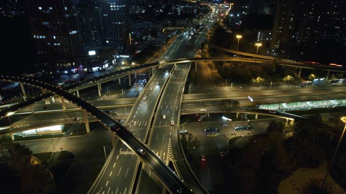 济南城市夜景高架桥车流