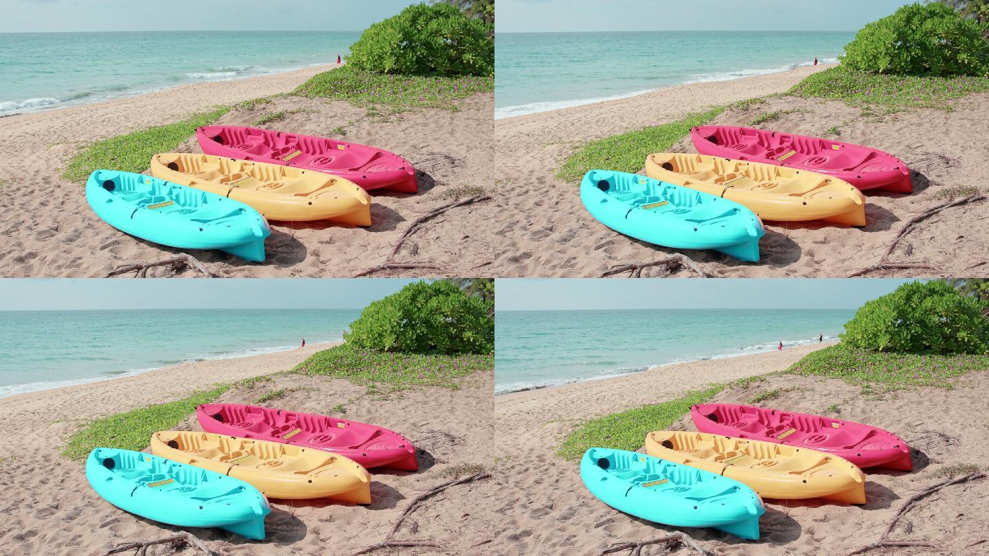沙滩上的皮划艇视频素材