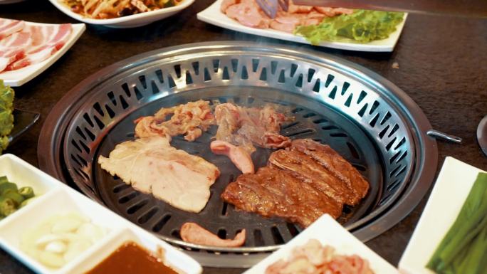 中国东北美食韩式烤肉特写