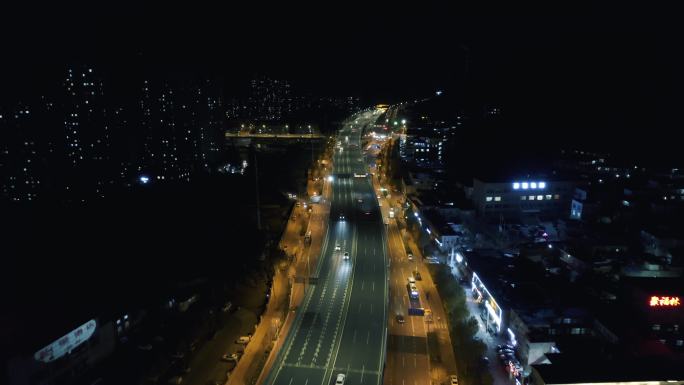 济南城市夜景高架桥车流