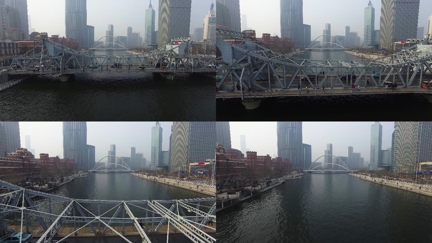航拍天津海河 解放桥