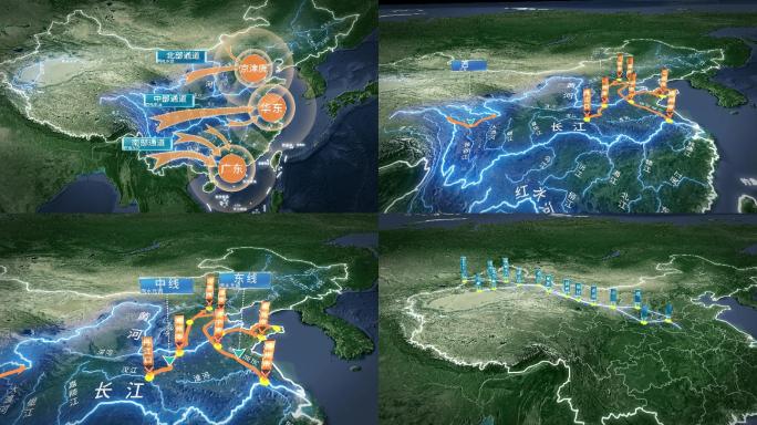 【原创】西电东送-南水北调-西气东输地图