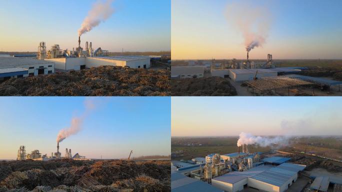 工厂烟囱冒出滚滚浓烟工业污染