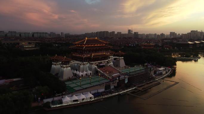 西安大唐芙蓉园夕阳西安宣传片西安古建筑