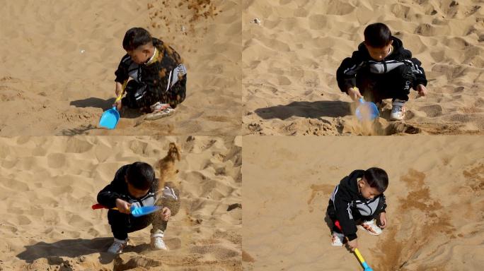 小孩玩沙子