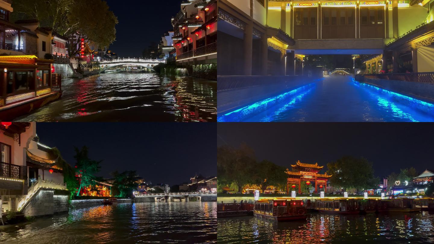 南京秦淮河全河段的灯光夜景
