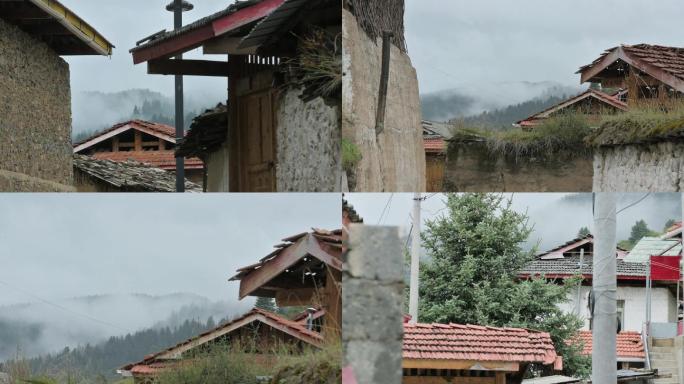 偏远山村瓦房老旧建筑