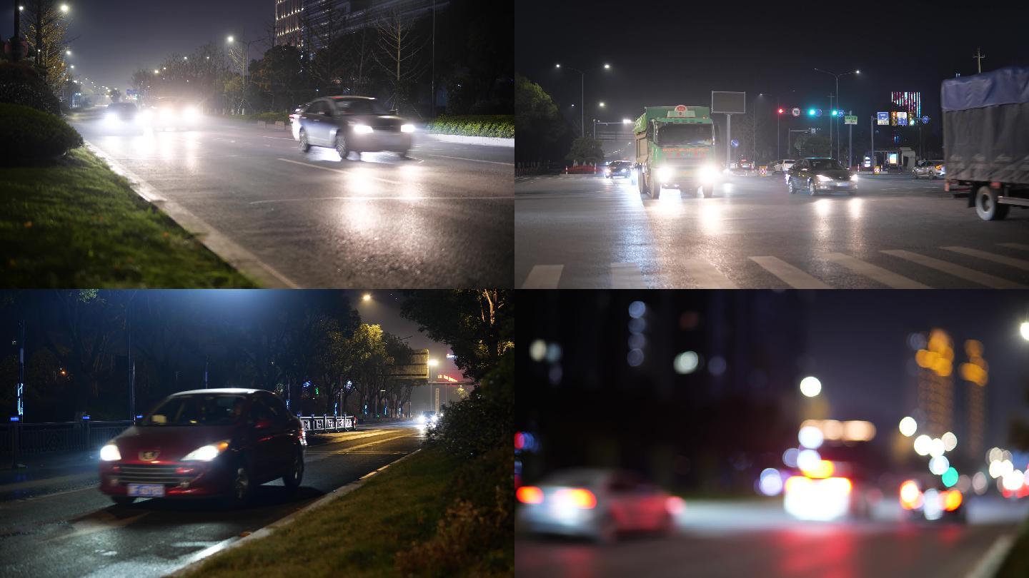 4K城市夜晚交通，夜景车流，交通霓虹