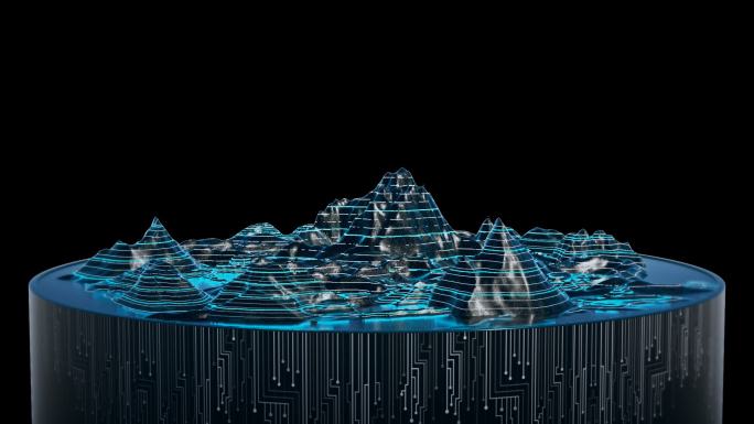 原创科技数字山脉地形军事检测沙盘视频素材