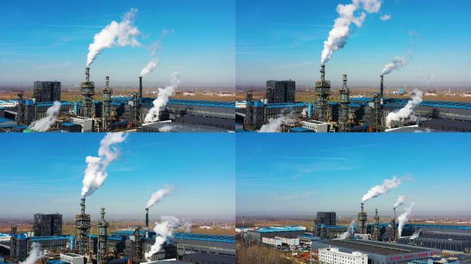 航拍工业废气排放污染镜头